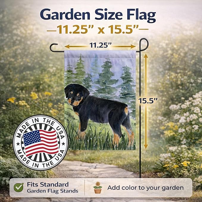 Caroline's Treasures SS8057GF Rottweiler Garden Flag Mailbox Flag Decorative Yard Flag Banner Outside Patio Artwork Yard Flower Beds, Garden Size, Multicolor