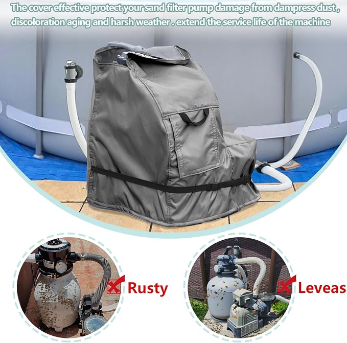 Okcool Winter Pool Sand Filter Cover, Grey | With Plush Lining Cold Resistant Winter Protective Pool Filter Cover
