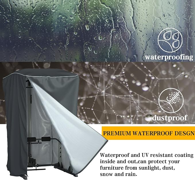 Power Cage Cover for Squat Rack 84x47x69 600D Waterproof Oxford | Garage & Home Gym equipment cover for strength training racks, full zip dustproof waterproof, fits power racks squat cages