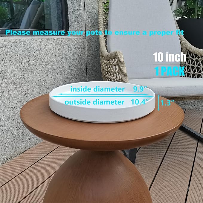 Plant Pot Saucer - 10 Inch Plant Saucer for Indoors and Outdoor Ceramic Plant Tray for Indoors Large Plant Drip Trays Round Flower Pot Saucer Plant Dishes to Catch Water,Frosted White
