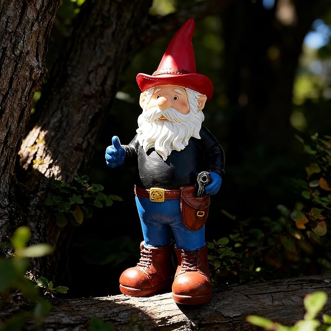 Garden Gnomes Statues for Yard Decorations Outdoor, Funny Cowboy Gnome Garden Lawn Figurines for Home Patio Yard Decor Indoor, Gardening Housewarming Gift