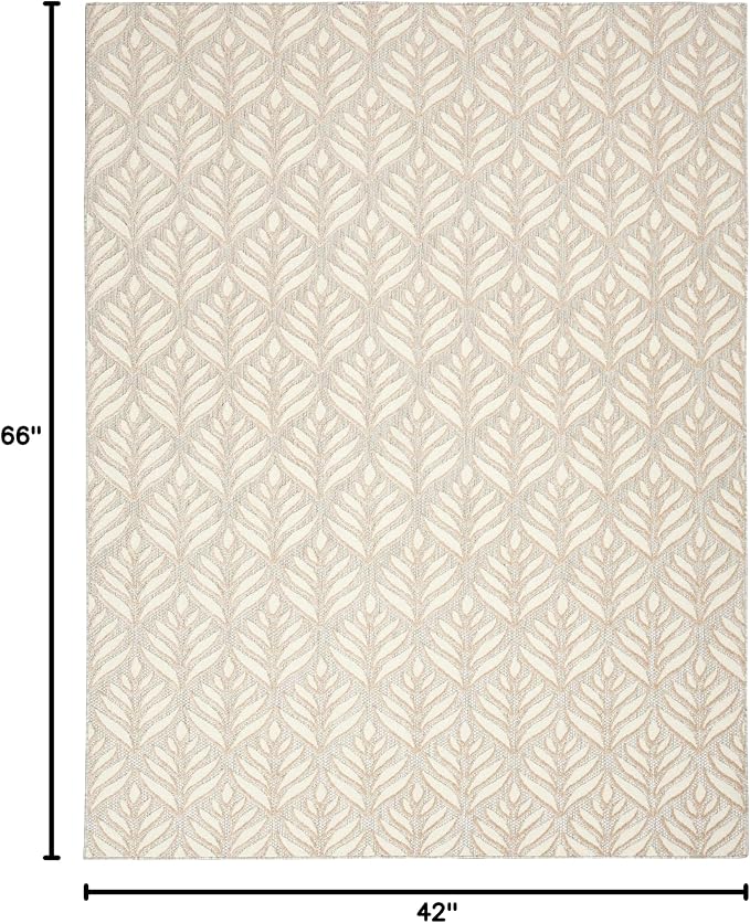 Nourison Home Aloha Ivory Grey 3'6" x 5'6" Area Rug - Easy Clean, Non Shedding, Bed Room, Living Room, Dining Room, Kitchen (4' x 6')