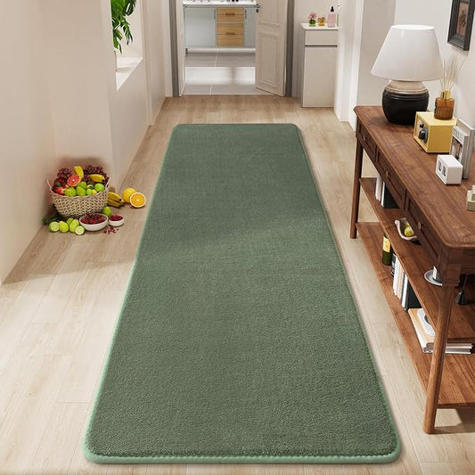 Amearea Modern Soft Hallway Runner Rug, 2x6 Sage Green Washable Runner Rugs | Fluffy Bedroom Bedside Rugs, Indoor Non Slip Memory Foam Rug Carpet for Hallway Entrance Kitchen Living Room Decor