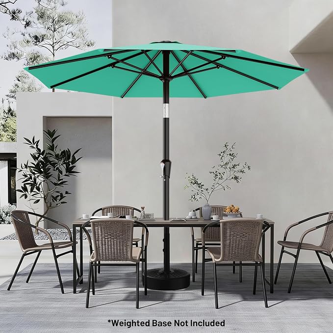 AreShark 10 FT Patio Umbrella for Outdoor, Outdoor Table Umbrella with Push Button Tilt and Crank, Outdoor Patio Umbrellas with 8 Sturdy Ribs for Market, Garden, Pool (Aqua Sky)