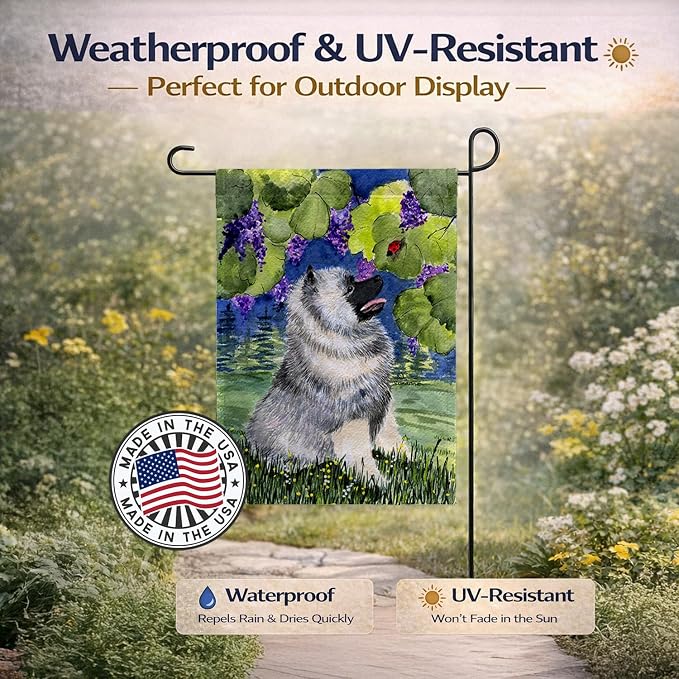Caroline's Treasures SS8249GF Keeshond Garden Flag Mailbox Flag Decorative Yard Flag Banner Outside Patio Artwork Yard Flower Beds, Garden Size, Multicolor
