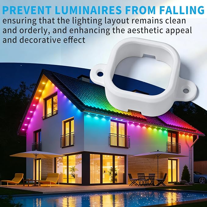 95 Pcs Light Clips for Govee Pro Permanent Outdoor Lights Compatible with Pro H706A H706B H706C Outdoor Decoration and Fixed luminaire Mounting Brackets Screws Kit (White)