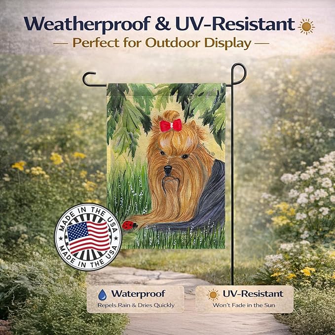 Caroline's Treasures SS8258GF Yorkie Garden Flag Mailbox Flag Decorative Yard Flag Banner Outside Patio Artwork Yard Flower Beds, Garden Size, Multicolor