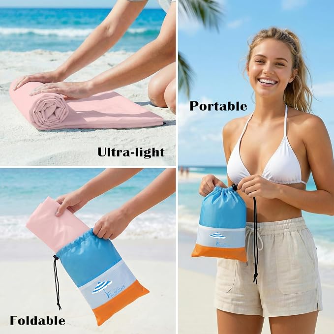 Famstar Beach Blanket Oversized Extra Large 78"X81"/10'X9',Waterproof Sandproof Beach Blanket 2-8 Adults Lightweight Durable for Travel Camping Hiking Picnic