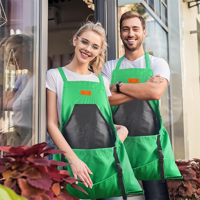Gardening Apron,Harvest Apron with Multi-pocket for Men Women, Adjustable Cross-Back Straps, Garden Gifts for Mom,Dad