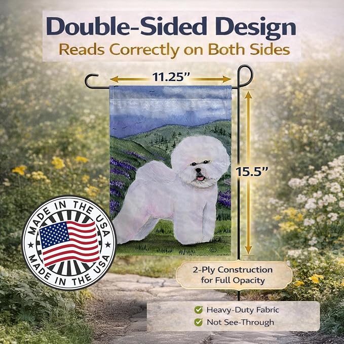 Caroline's Treasures SS8025GF Bichon Frise Garden Flag Mailbox Flag Decorative Yard Flag Banner Outside Patio Artwork Yard Flower Beds, Garden Size, Multicolor