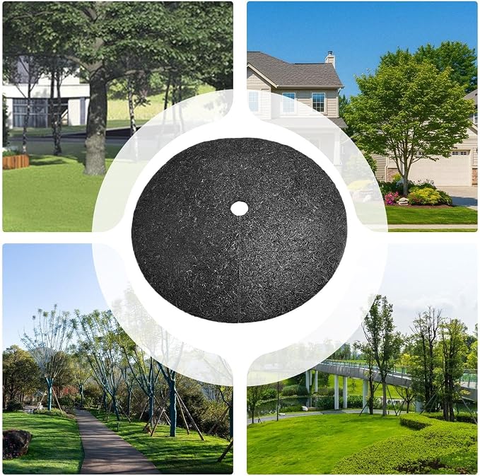 6 Pack Tree Mulch Ring W-eed Preventer, 36 Inch Non-Woven Tree Protector Mat W-eed Barrier Mat Plant Cover, Reusable Root Barrier Ring for Landscaping Grass Control Root Protection