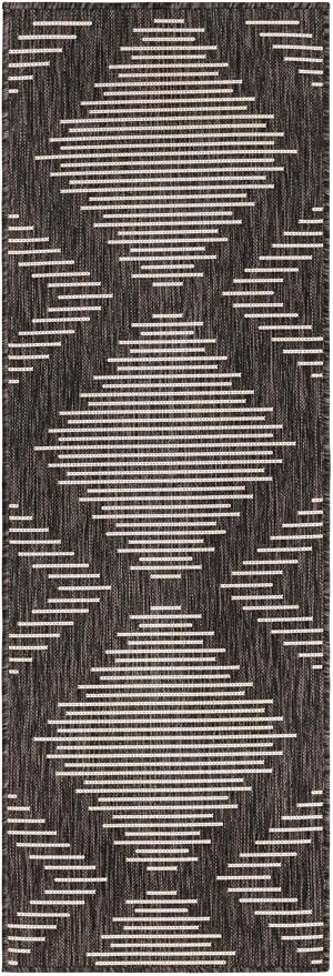 Unique Loom Outdoor Modern Collection Area Rug - Tambor (2' x 6' 1" Runner, Charcoal Gray/ Ivory)