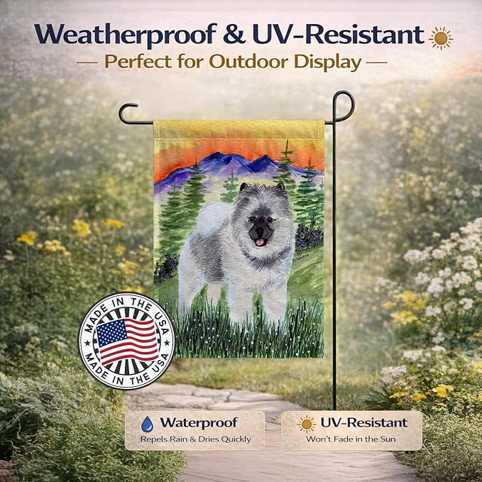 Caroline's Treasures SS8192GF Keeshond Garden Flag Mailbox Flag Decorative Yard Flag Banner Outside Patio Artwork Yard Flower Beds, Garden Size, Multicolor