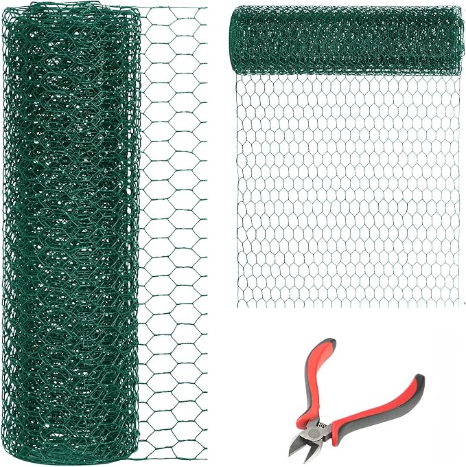 60'' x 150' Green Chicken Wire Fencing, 1 inch Chicken Wire and 19 Gauge Poultry Netting, Garden Mesh Fence Roll for Floral Arrangements/Crafts/Farm/Livestock/Pet Protection