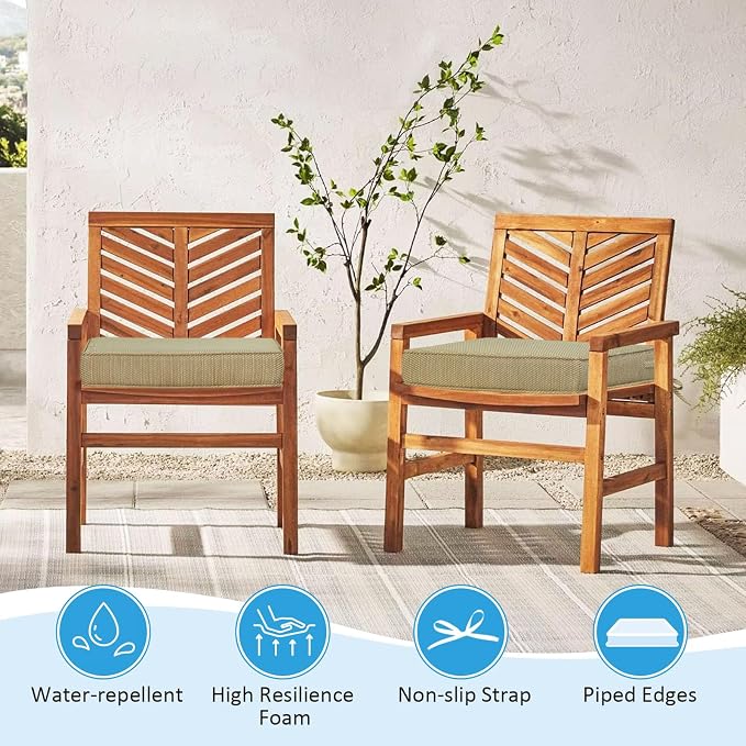 19 x 19 Inch Outdoor Chair Cushions with Tie Straps, Set of 4 Thick Water Repellent Square Patio Chair Pads for Garden Lawn Patio Furniture, Yellow Weave Pattern
