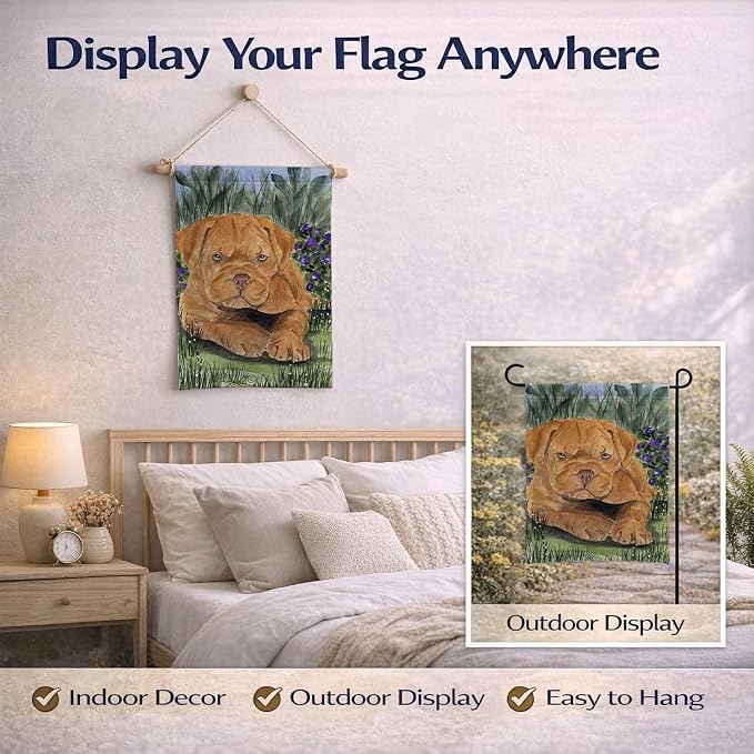 Caroline's Treasures SS8032GF Dogue de Bordeaux Garden Flag Mailbox Flag Decorative Yard Flag Banner Outside Patio Artwork Yard Flower Beds, Garden Size, Multicolor