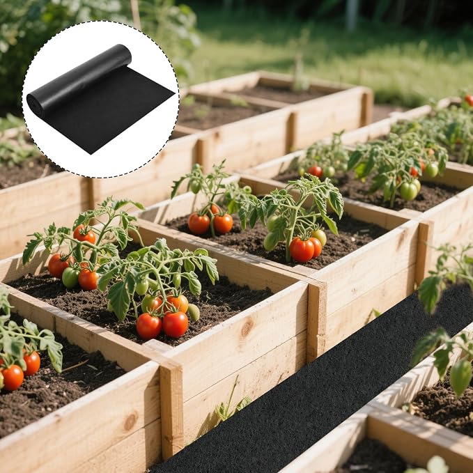 Recycled Felt Mulch Mat, 2'x 8.2' Reusable Fabric Walkway Mat Mulch Pathway Durable Landscaping Mat with 20 Ground Stakes for Plant Vegetables Flower Garden Weed Barrier