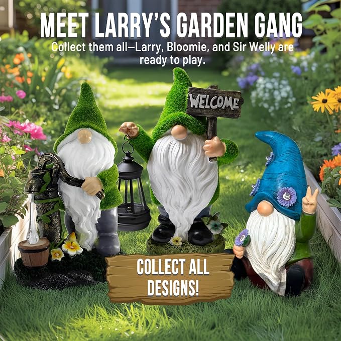 Garden Gnomes Outdoor with LED Solar Light - 11’’ Summer Season Gnome - Funny Decorations, House Warming - Porch, Deck, Home, Yard, Patio, Solar Lantern Statues - Birthday Gifts