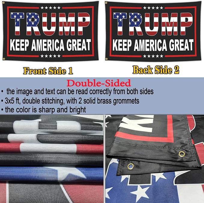 NASIAN 3 Ply Patriotic Ameican Flags 3x5 Ft Outdoor Keep America Great Flags for Outside Yard Garden House Decorations Banner