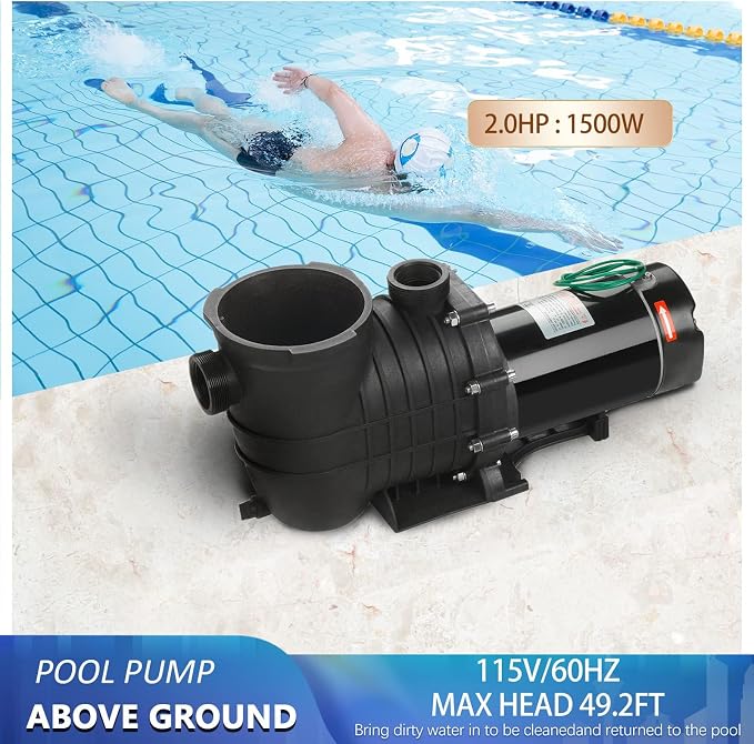 2 HP Above/In Ground Pool Pump | Dual Voltage 110V/230V Self-Priming Motor UL Certified Safety 6800 GPH High Flow With Strainer Basket