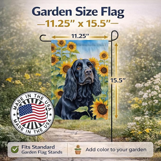 Caroline's Treasures DAC6060GF Cocker Spaniel in Sunflowers Garden Flag Mailbox Flag Decorative Yard Flag Banner Outside Patio Artwork Yard Flower Beds, Garden Size, Multicolor