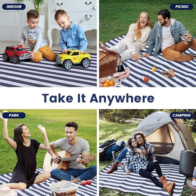 sapsisel 80”x60” Picnic Blanket Extra Large, Waterproof Picnic Blanket Beach Blanket