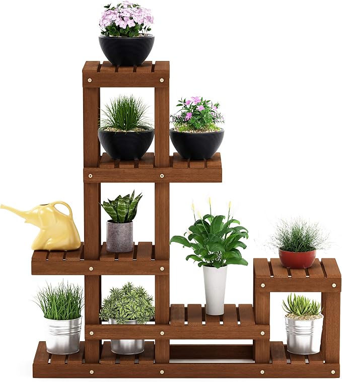 Furinno FG18451 Tioman Hardwood Patio Furniture Outdoor Flower Stand in Teak Oil, Natural