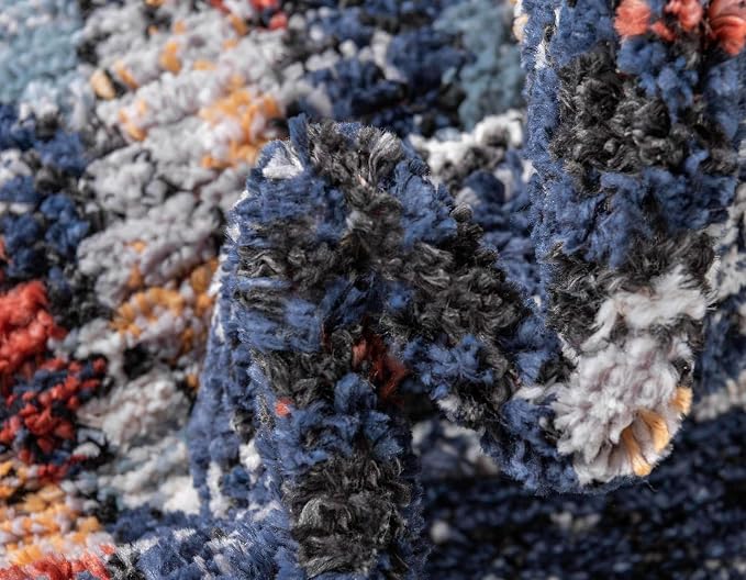 Unique Loom Morocco Collection Abstract Border, Diamond, Bohemian Area Rug (2' 2 x 3' 0 Rectangular, Navy Blue/Black)
