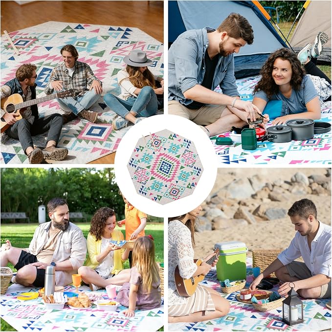 87 in * 87 in Waterproof Picnic Mat Picnic Blanket, Enlarged and Thickened Camping Mat, Larger Picnic Blanket, Suitable for Grassland, Beach, Courtyard, Outdoor Activities (Pink)