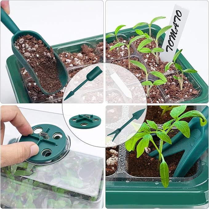 Idealife Seed Starter Tray, Seed Propagation Station with Grow Light,5 Pack | Seedling Starting Kit with Time Controller,Mini Greenhouse with Humidity Domes and Base,Plant Tray for Seeds Growing Starting