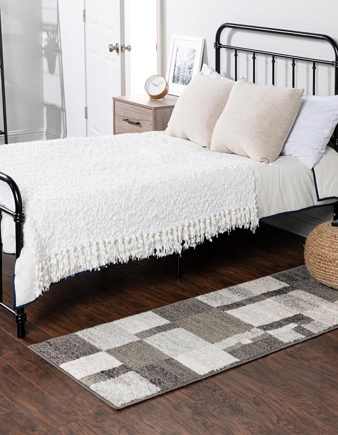 Unique Loom Autumn Collection Area Rug - Providence (2' x 6' 1" Runner, Gray/ Ivory)