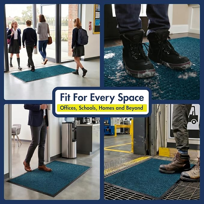 Notrax 109 Industrial Door Mat, 3' x 5' Entrance Mat, Heavy Duty Commercial Rugs for Entryway, Welcome Lobbies, Garage, and Mudroom, Made in the USA, Slate Blue, Brush Step 109S0035BU