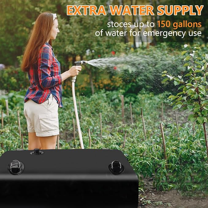 Rodelna Water Storage Bladder, Water Tank, 150 Gallon Foldable Portable Water Storage, Large Water Storage Containers with 3/4" PVC Spigot Kit for Camping, Garden, Emergency Water Storage