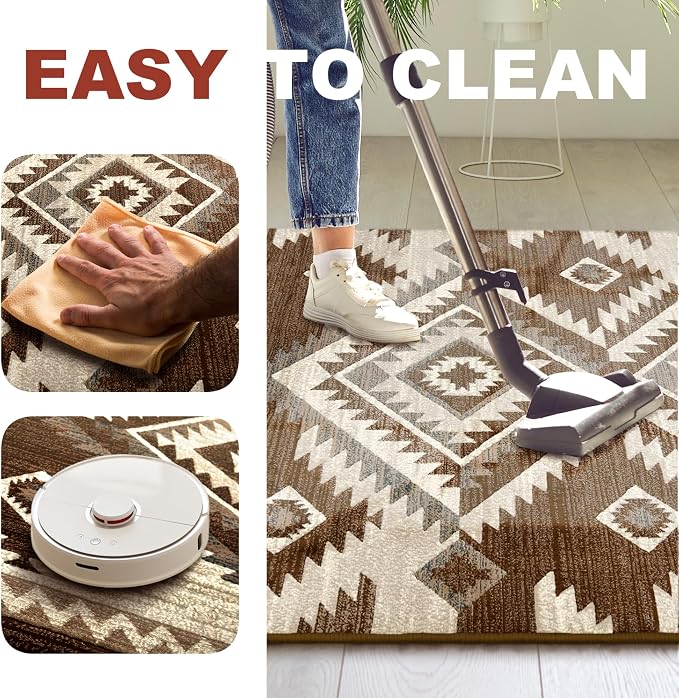 YHSF South West Native Tribal American Rug Ritz - Espresso, 2 ft x 3 ft | Native American Indian Inspired Rug - Living Room, Bedroom, Hallway, Entryway & High-Traffic Area Rugs - Washable - Soft