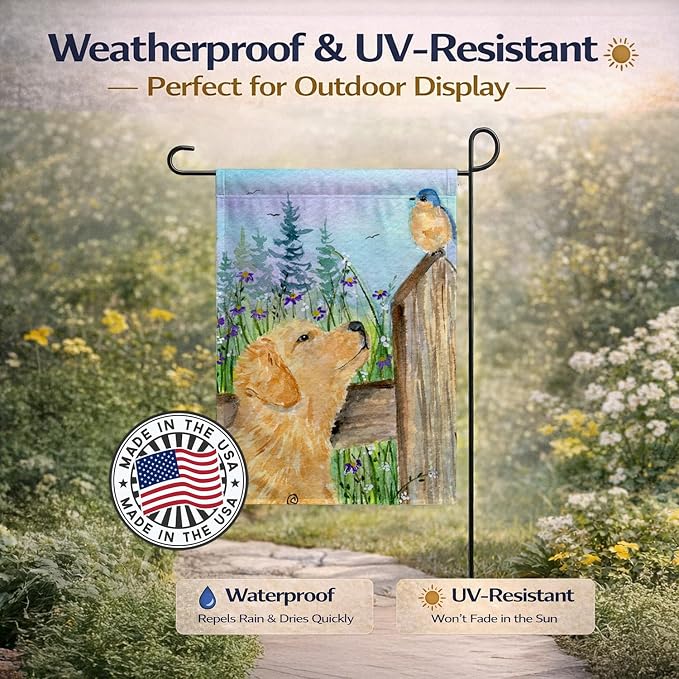 Caroline's Treasures SS8883GF Golden Retriever Garden Flag Mailbox Flag Decorative Yard Flag Banner Outside Patio Artwork Yard Flower Beds, Garden Size, Multicolor
