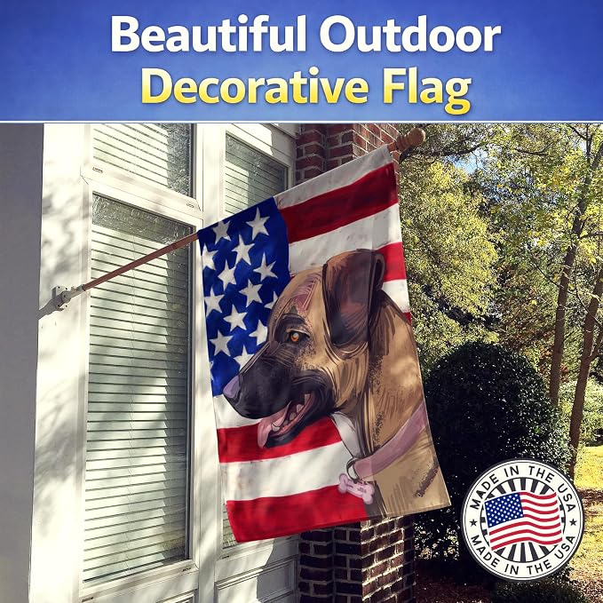 Caroline's Treasures CK6745CHF Treeing Tennessee Brindle American Flag House Flag Large Porch Sleeve Pole Decorative Outside Yard Banner Artwork Wall Hanging, Polyester, House Size, Multicolor