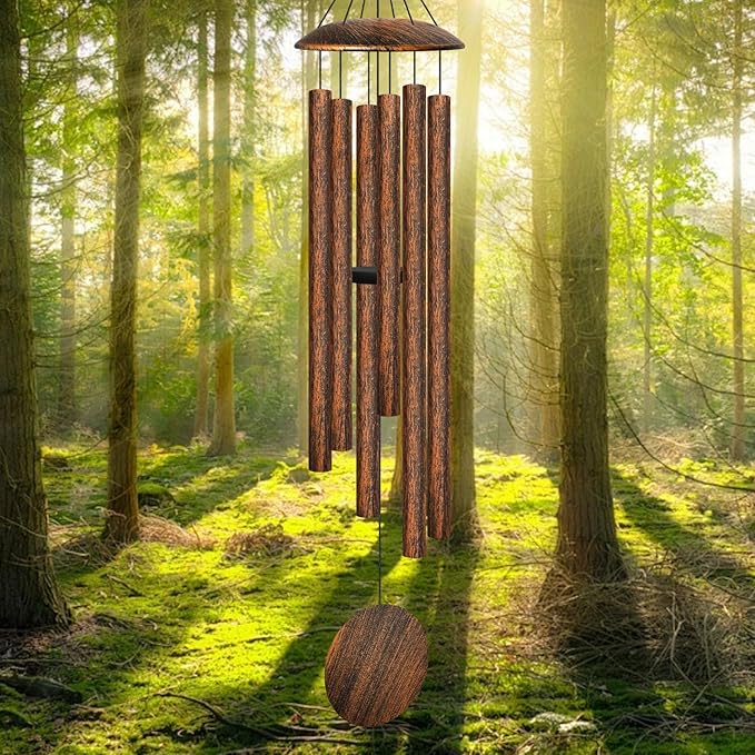 45" Large Wind Chimes for Outside, 6 Thick and Bold Aluminum Tubes Tuned Relaxing Melody Wind Chime Deep Tone, Big Wind Chimes for Garden Patio Decor, Great Gift Idea for Mother's Day (Vintage)
