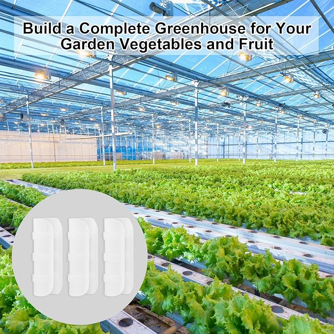 80PCS 3/4 inch Greenhouse Clips White Greenhouse Clamps Black Plastic Clamps Garden Buildings Tube Clips for PVC Pipe Greenhouse Films, Sunshade Nets, Shelters, Farming, Gardening