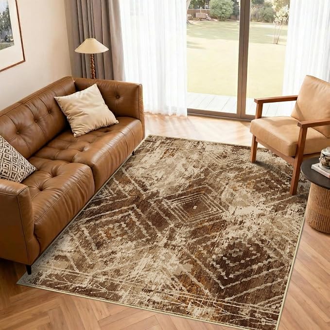 4'x6' Washable Area Rug for Living Room Bedroom Cow Print | Soft Western No Slip Low Pile Print Foldable Indoor for Kitchen Dining Room