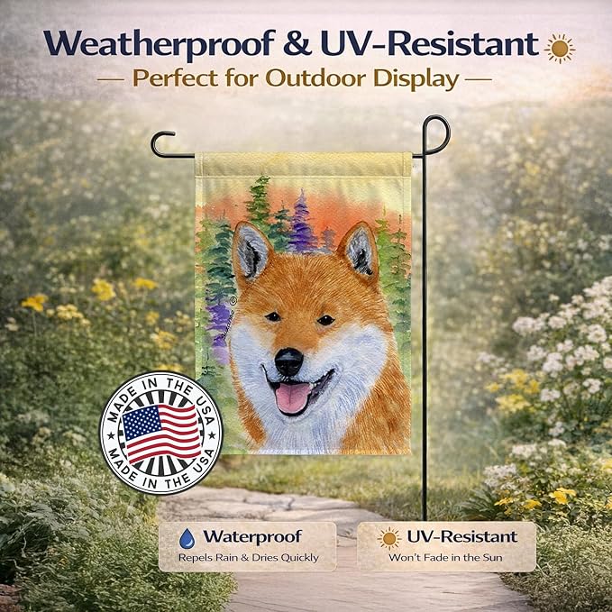 Caroline's Treasures SS8234GF Shiba Inu Garden Flag Mailbox Flag Decorative Yard Flag Banner Outside Patio Artwork Yard Flower Beds, Garden Size, Multicolor