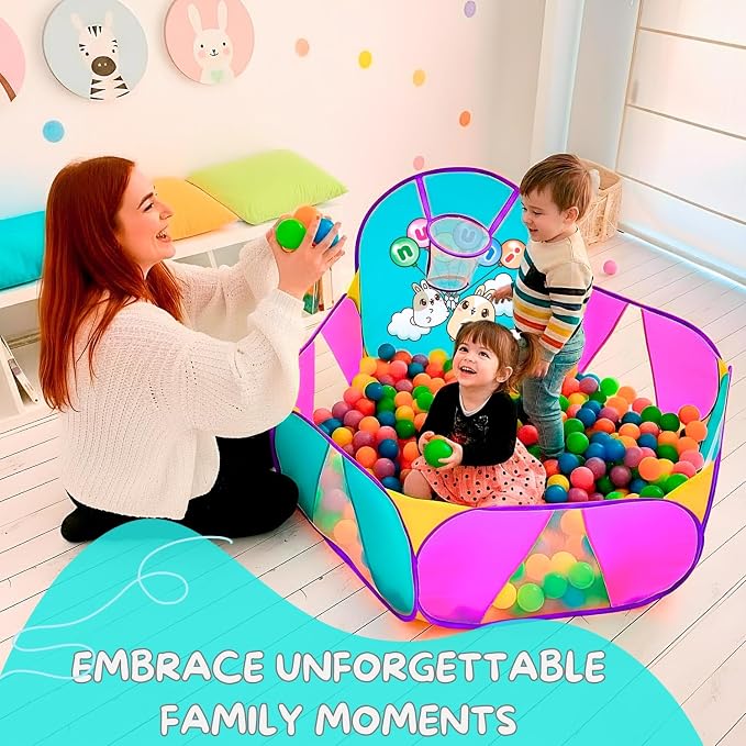 Ball Pool for Toddlers | Kids Ball Pit | Ball Pit for Babies | Piscina de Pelotas para Bebes |Playpen with Basketball Hoop and Zipper Storage Bag, 4 Ft/120CM E : Balls NOT Included