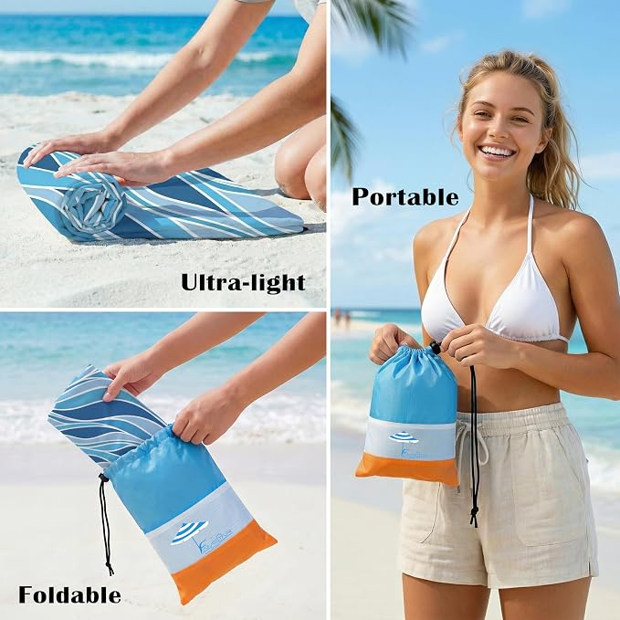 Famstar Beach Blanket Oversized Extra Large 78"X81"/10'X9',Waterproof Sandproof Beach Blanket 2-8 Adults Lightweight Durable for Travel Camping Hiking Picnic