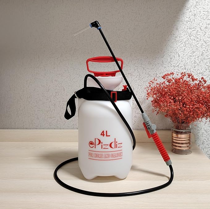 Watering Can Device for Watering Hanging Plant Basket Hard to Reach High Plant Waterer Sprayer 1 Gallon (Red 4L)