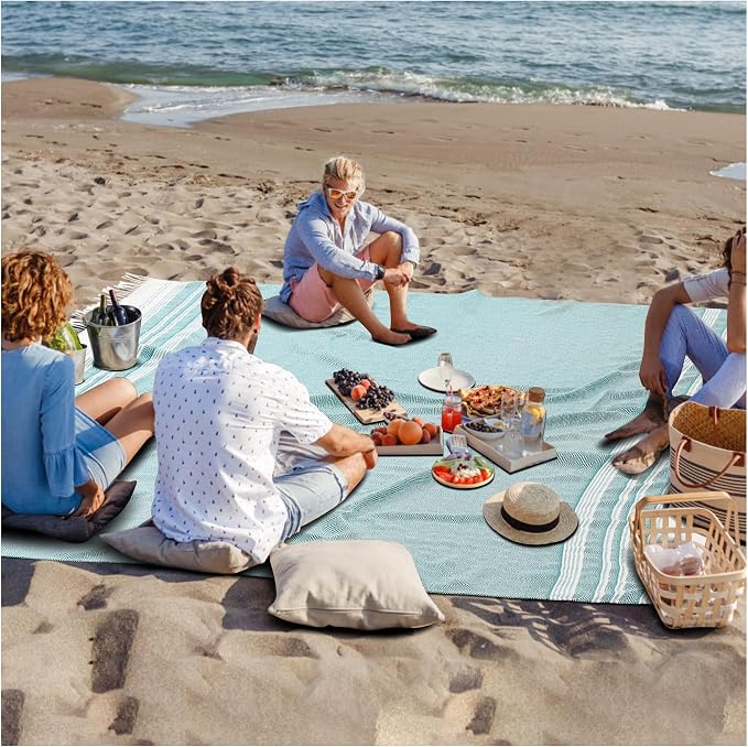 Extra Large Turkish Beach Towel Picnic Mat Throw Blanket Camping Mat Lightweight Oversized Giant Mexican Serape Baja Cobijas Mexicanas Para Mesa Lawn Patio Park Stadium Outside Festival Grass Hammock