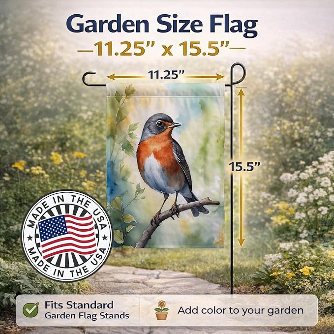 Caroline's Treasures Michigan American Robin Garden Flag Mailbox Flag Decorative Yard Flag Banner Outside Patio Artwork Yard Flower Beds, Garden Size, Multicolor