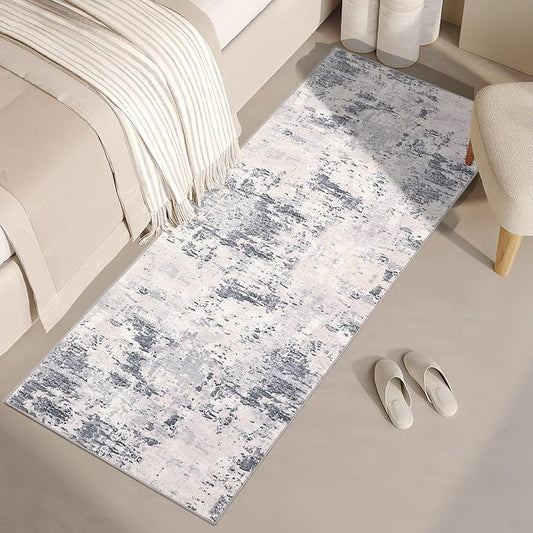 ROYHOME Modern Abstract 2x10 Runner Rug Washable Non Slip Stain Resistant Rug for Hallway Kitchen Bedroom Non Shedding Low Pile Indoor Floor Cover,Grey Taupe