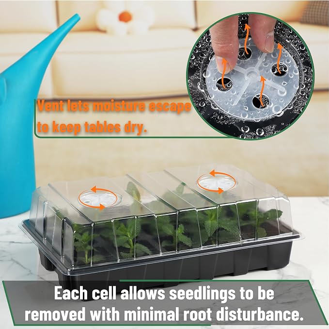 Mr. Pen- Seed Starter Tray Kits, 10 Set, Total 150 Cells | Durable Plant Germination Trays with Humidity Vented Domes and Bases, Ideal for Seed Starting