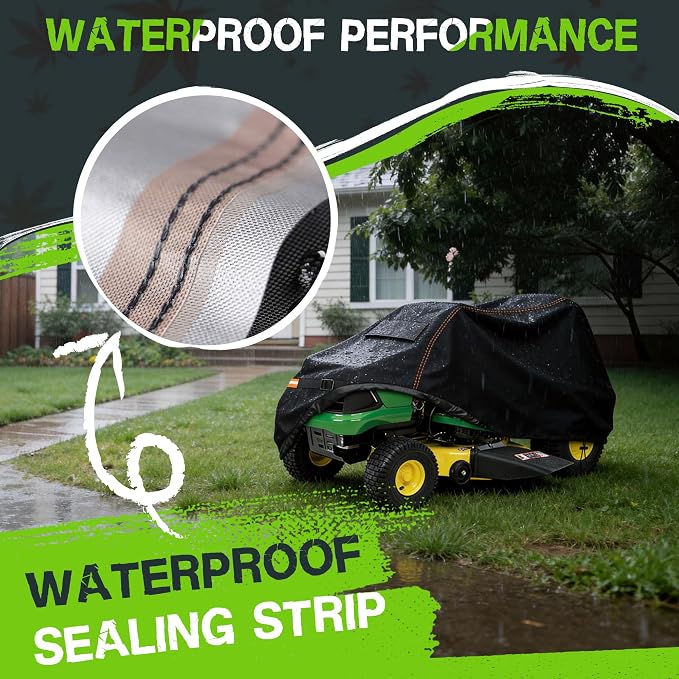 Outdoors Riding Lawn Mower Cover,Garden Tractor Cover Fits Decks up to 54" ,Lawn Tractor Cover Fit with Air Vents and Elastic Straps(Riding-72"L x 54"W x 46"H)