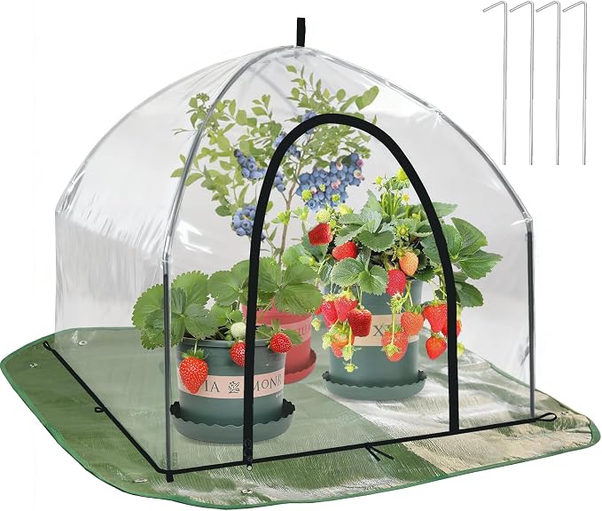 36" Tabletop Plant Cover w/Waterproof Base Ventilation Window for Winter