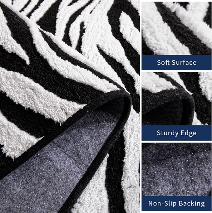 5×7 Ft Area Rugs, Black and White Modern Abstract Rug, Washable Plush Soft Zebra Print Carpet, Non-Slip Non-Shedding Rug for Living Room, Bedroom, Playroom, Home Office Decor